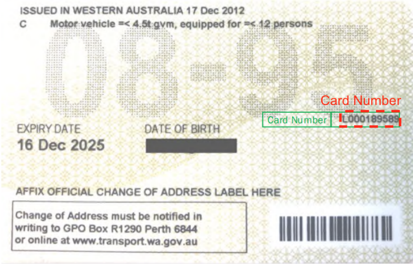 Where is my Driver Licence card number? – Snug Help