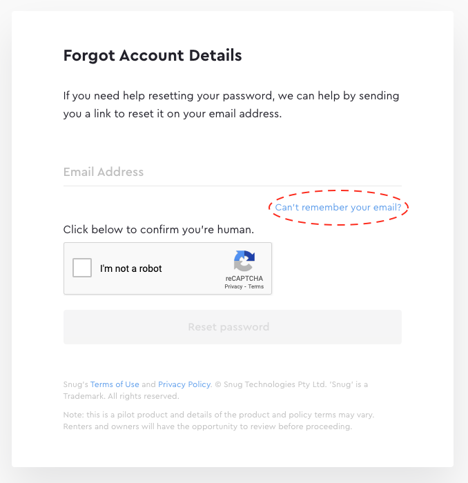 user account details Snug Help